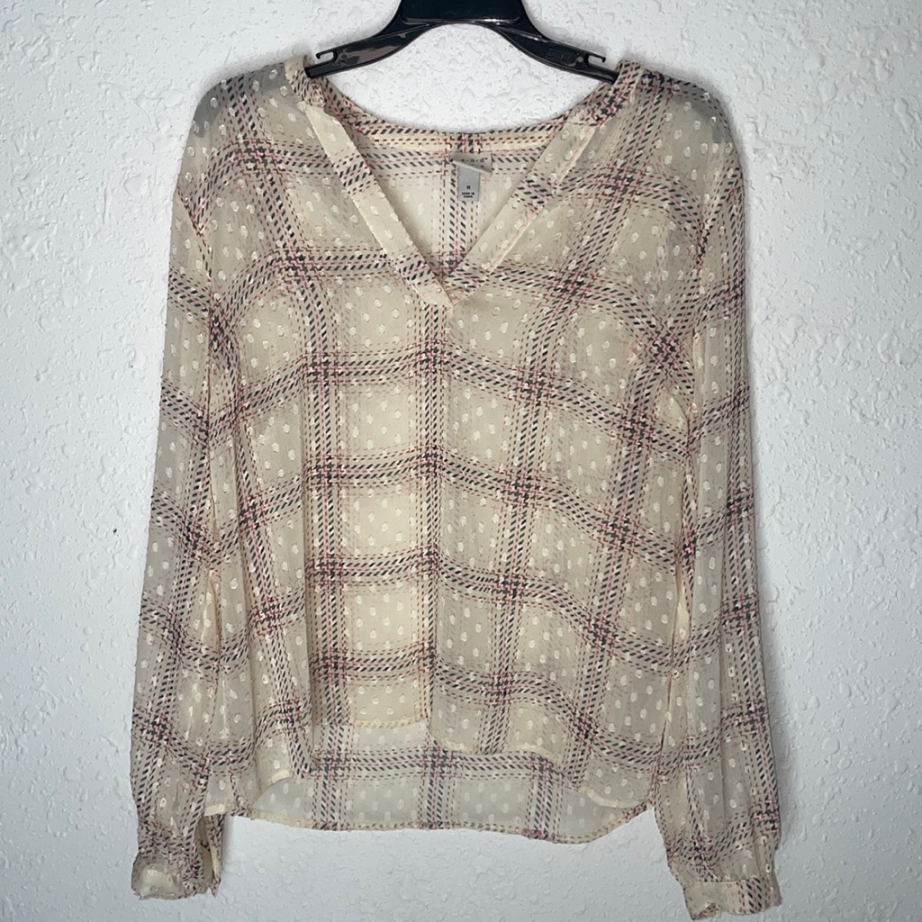 Patterned See-Through Blouse